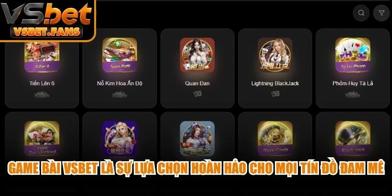 Game bài VSBET là sự lựa chọn hoàn hảo cho mọi tín đồ đam mê